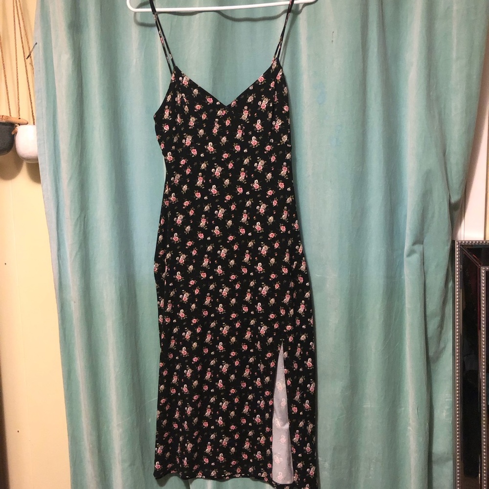 Eclipse black floral body con dress